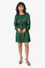 Maje Green Ruched Long Sleeve Mini Dress Size 34