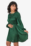 Maje Green Ruched Long Sleeve Mini Dress Size 34