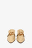 Bottega Veneta Beige Crinkled Leather Pointed Toe Gold Buckle Flats Size 39