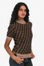 Fendi Brown/Black Monogram Short Sleeves Sweater Size 40