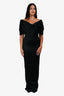 Sau Lee Black Paloma Twist-Front Satin Gown Size 4