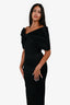 Sau Lee Black Paloma Twist-Front Satin Gown Size 4