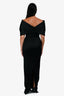Sau Lee Black Paloma Twist-Front Satin Gown Size 4