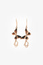 Christian Dior Gold Tone Metal Butterfly Logo Ear Pendants
