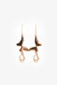 Christian Dior Gold Tone Metal Butterfly Logo Ear Pendants