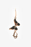 Christian Dior Gold Tone Metal Butterfly Logo Ear Pendants