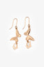 Christian Dior Gold Tone Metal Butterfly Logo Ear Pendants