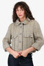 Pre-Loved Chanel™ Grey/Green Tweed 3/4 Sleeve Cropped Blazer Size 38