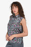Erdem Grey/Pink Silk Floral Sleeveless Button Up Size 6