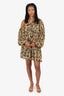 Saint Laurent Black/Yellow Silk Floral Print Puff Sleeve Mini Dress Size 40