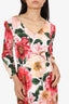 Dolce & Gabbana Pink/Green Floral Printed V-Neck Midi Dress Size 44