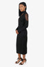 Balmain Black Mesh Panelled Midi Long Sleeve Dress Size 38