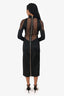 Balmain Black Mesh Panelled Midi Long Sleeve Dress Size 38