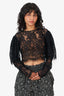 Rasario Black Lace Long Sleeve Ruffle Detail Top Size 42