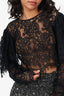 Rasario Black Lace Long Sleeve Ruffle Detail Top Size 42
