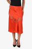 Stella McCartney Orange Satin Lace Skirt Size 44