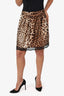 Dolce & Gabbana Leopard Print Silk Lace Trim Mini Skirt Size 42