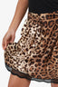 Dolce & Gabbana Leopard Print Silk Lace Trim Mini Skirt Size 42
