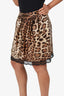 Dolce & Gabbana Leopard Print Silk Lace Trim Mini Skirt Size 42