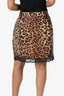 Dolce & Gabbana Leopard Print Silk Lace Trim Mini Skirt Size 42