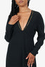 Victoria Beckham Black V-Neck Chain Detail Long Sleeve Midi Dress Size 8