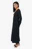 Victoria Beckham Black V-Neck Chain Detail Long Sleeve Midi Dress Size 8