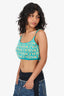 Versace Turquoise/Yellow Logo Knit Cropped Top Size 44
