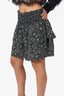 Saint Laurent Black/White Printed Ruffle Mini Skirt Size 40