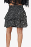 Saint Laurent Black/White Printed Ruffle Mini Skirt Size 40