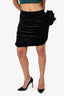 Magda Butrym Black Velvet Ruched Flower Skirt Size 38