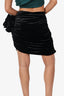 Magda Butrym Black Velvet Ruched Flower Skirt Size 38