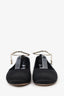 Pre-Loved Chanel™ Black Cap Toe Ankle 'CC' Chain Strap Ballet Flats Size 37