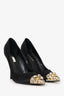 Louis Vuitton Black Satin 'Bernice' Studded Pointed Heels Size 38