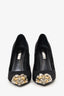 Louis Vuitton Black Satin 'Bernice' Studded Pointed Heels Size 38