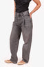 Agolde Grey Front Pleated High Rise Barrel Jeans Size 26