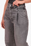 Agolde Grey Front Pleated High Rise Barrel Jeans Size 26