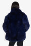 Off-White Virgil Abloh 2017 Navy Striped Rap Fox Fur Coat Size 36
