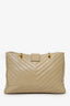 Saint Laurent Beige Grain De Poudre Matelasse Chevron Monogram Shopping Bag