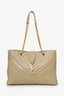 Saint Laurent Beige Grain De Poudre Matelasse Chevron Monogram Shopping Bag