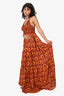 Ba&sh Orange/Yellow Floral Printed Strappy Maxi Dress Size 1