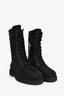 Fendi Black Fabric Metallic Logo Combat Boots Size 35