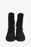 Fendi Black Fabric Metallic Logo Combat Boots Size 35