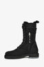 Fendi Black Fabric Metallic Logo Combat Boots Size 35