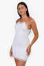 Fendi White/Pink/Blue Knit Logo Sleeveless Halter Neck Mini Dress Size 38