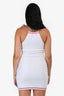 Fendi White/Pink/Blue Knit Logo Sleeveless Halter Neck Mini Dress Size 38