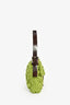 Fendi Green/Brown Crochet/Leather Baguette Shoulder Bag
