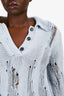 Acne Studios Light Blue Cotton/Wool Distressed Knit Sweater Size L