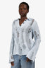Acne Studios Light Blue Cotton/Wool Distressed Knit Sweater Size L