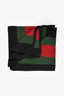 Gucci Black/Red/Green Striped Wool/Silk Scarf