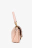 Fendi 2022 Light Pink Leather Shearling Trimmed Baguette Bag